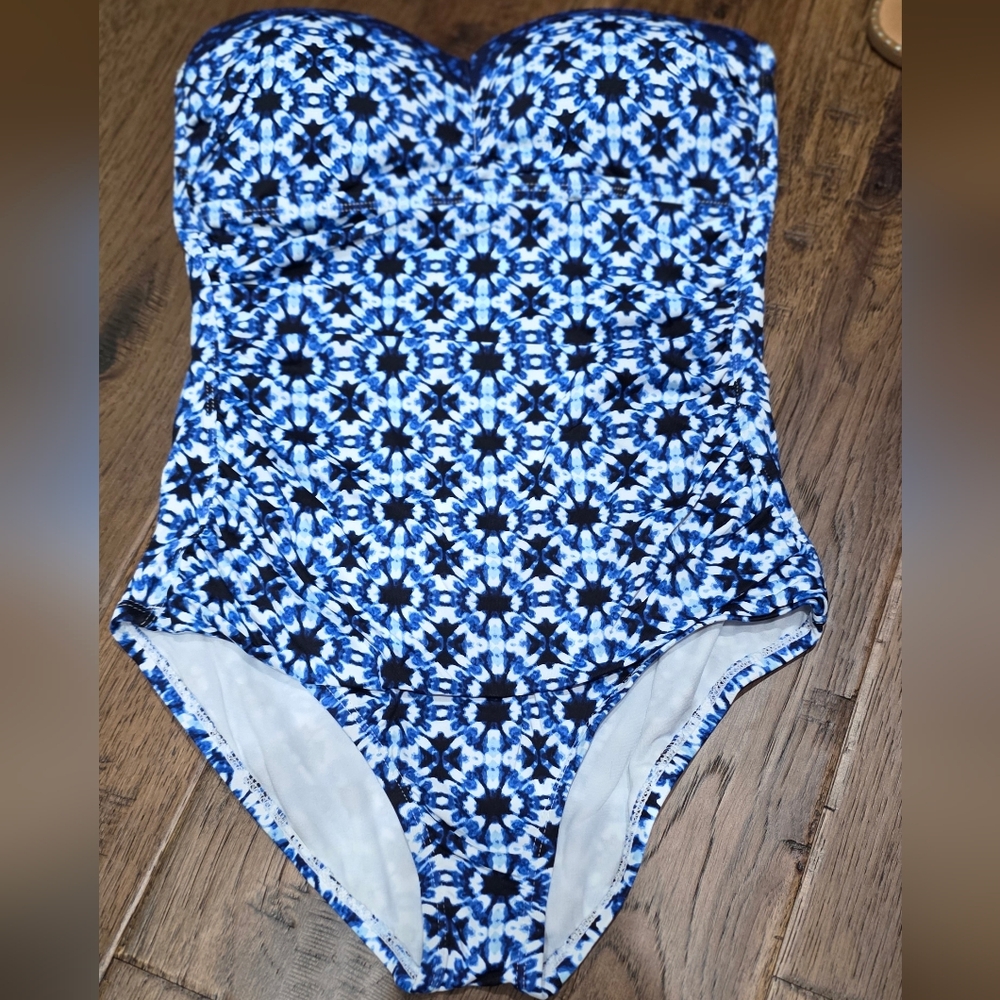 Tommy Bahama Shibori Splash Bandeau One-Piece Swimsuit